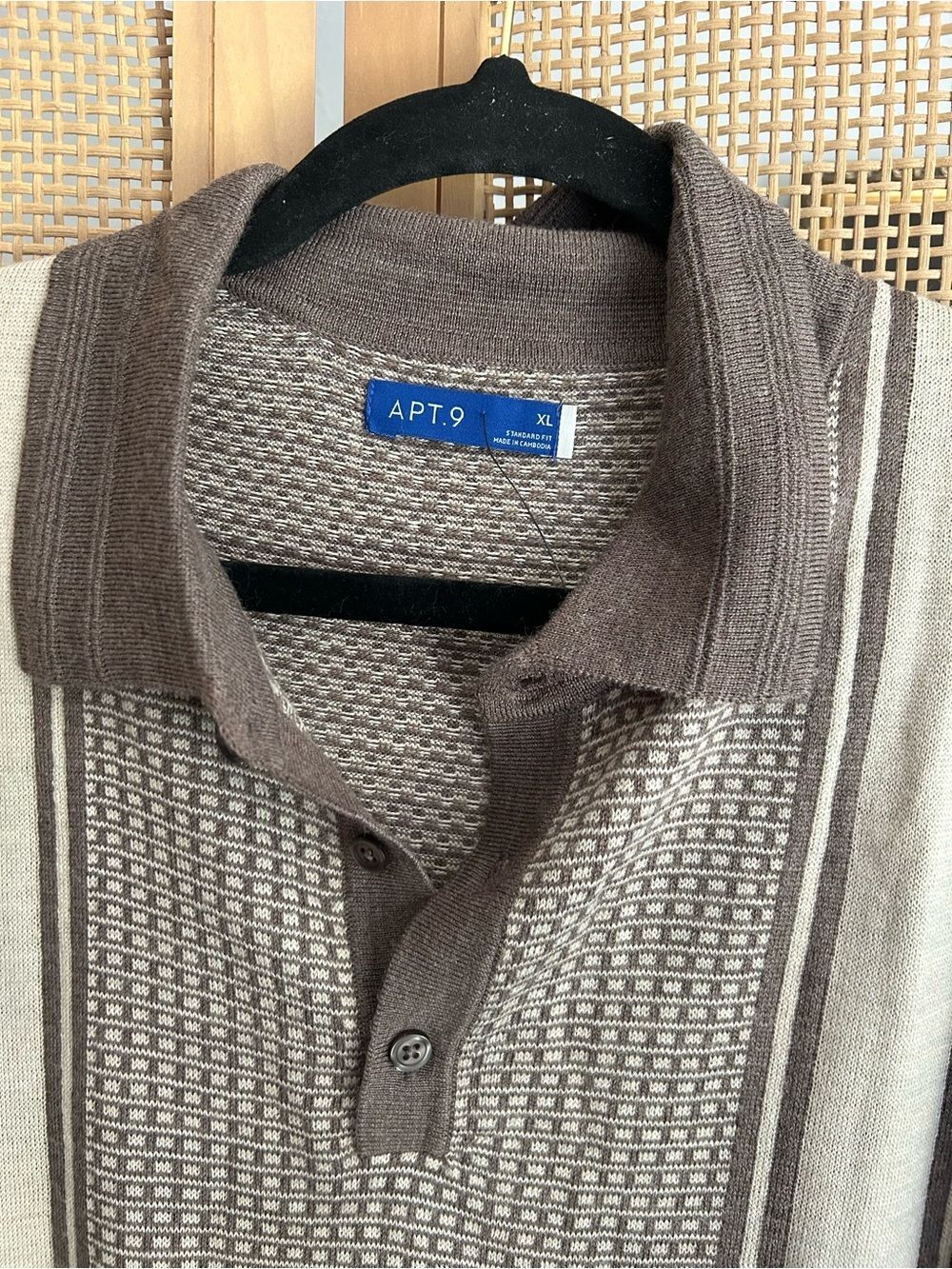 Apt. 9 NWOT Brown Knit Polo Sweater Men's XL Preppy Coastal Grandpa - Picture 2 of 4